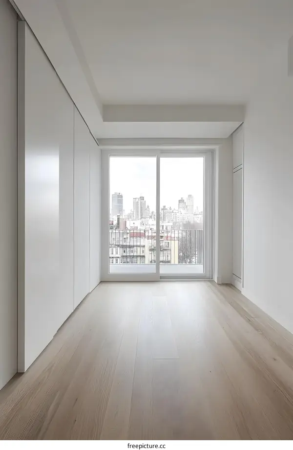 Minimalist Modern Living Room With City View