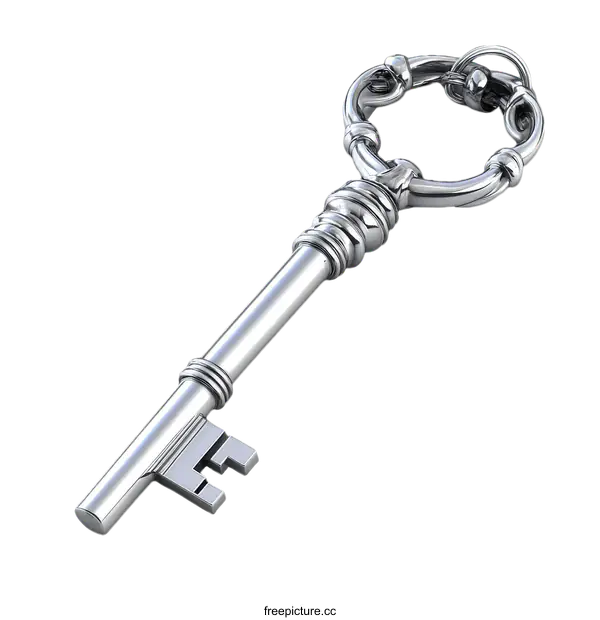 [Transparent Background PNG]Antique Silver Key Illustration