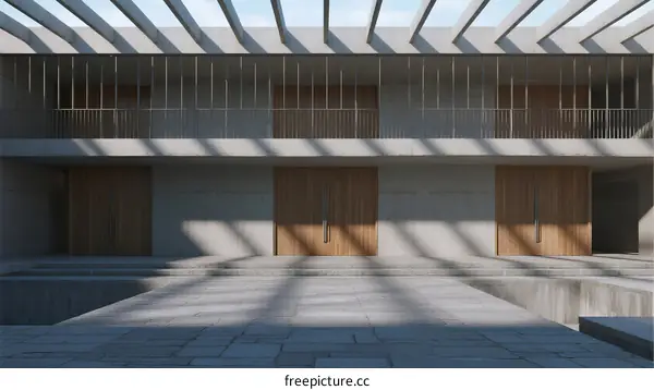 Modern Minimalist Building with Natural Light and Shadow