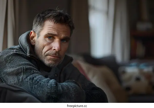 Portrait of a man with a beard and blue eyes