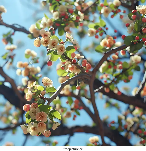 Spring Blossom Tree Branches Sky