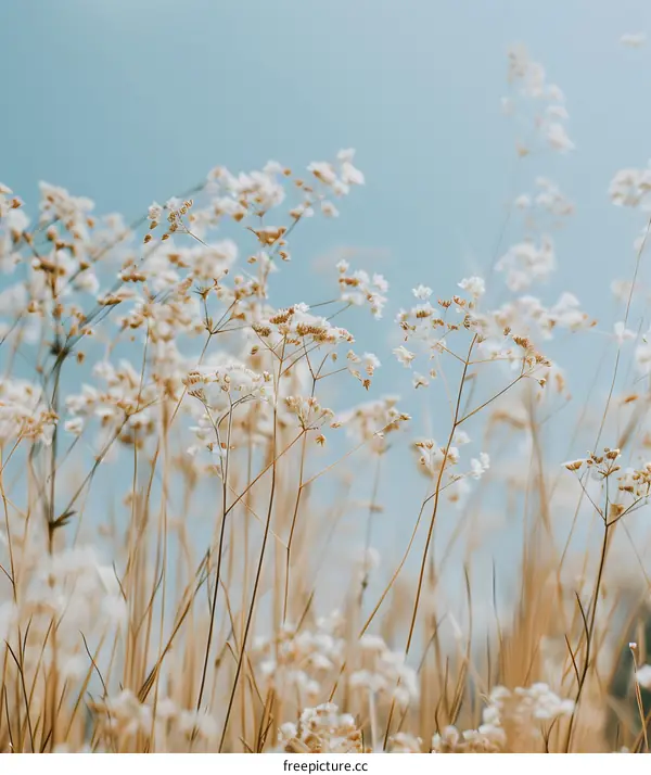 White Flowers Against Blue Sky