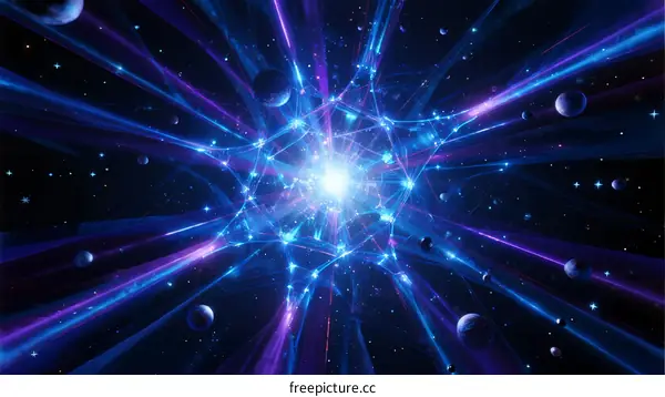 Vibrant Blue and Purple Energy Burst in Outer Space
