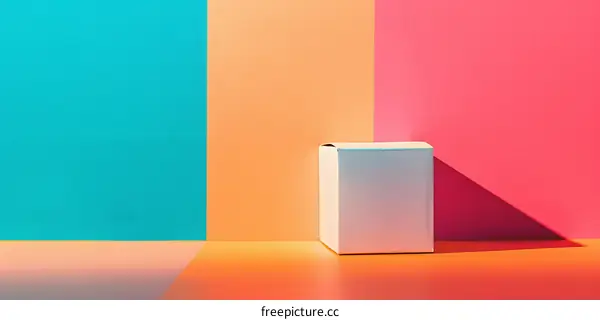 White Box on Colorful Background