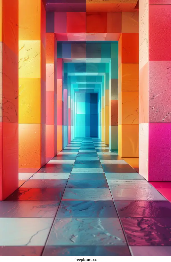 Surreal Multicolored Hallway
