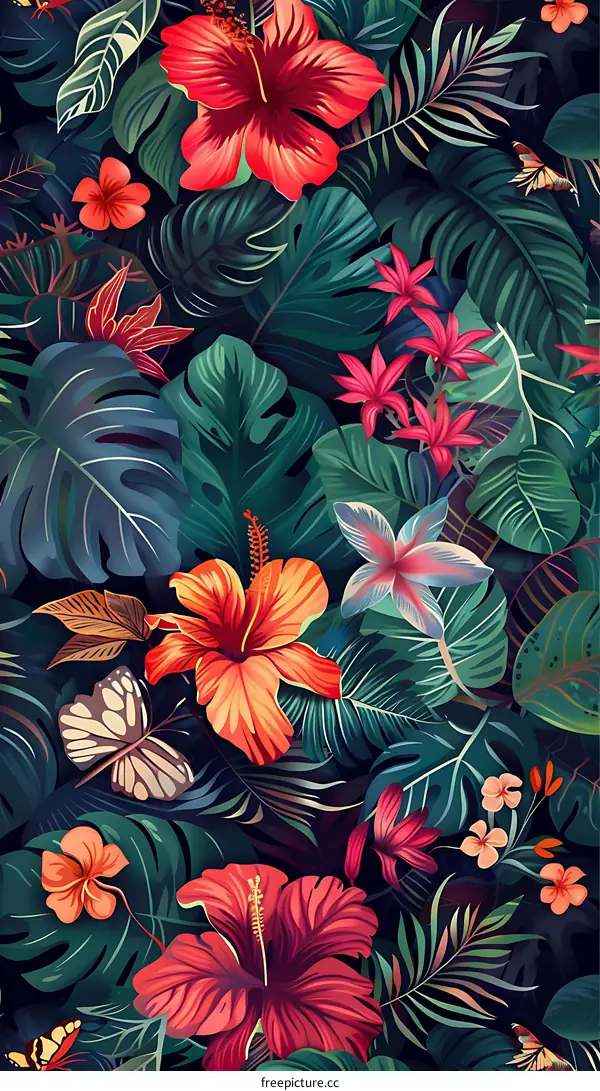 Tropical Floral Seamless Pattern Background Design