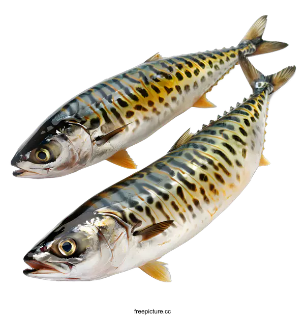 [Transparent Background PNG]Two mackerels on a white background