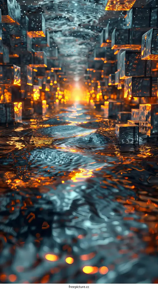 Light Flowing Through a Surreal Water Tunnel