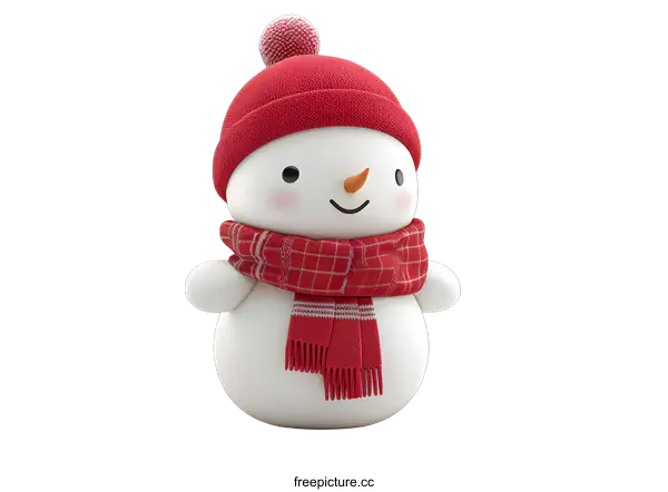 [Transparent Background PNG]cute snowman with red hat and scarf