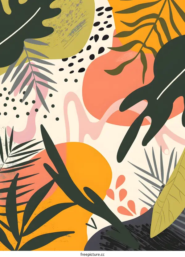 Abstract Tropical Leaves Pattern Background