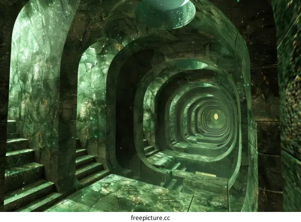 Mystical Green Stone Arched Tunnel