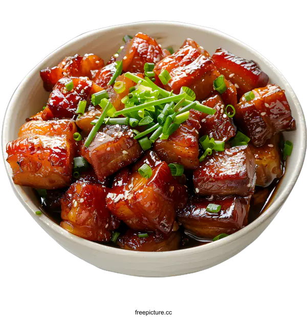 [Transparent Background PNG]Bowl of delicious braised pork belly