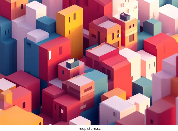 Abstract Colorful 3D Cityscape
