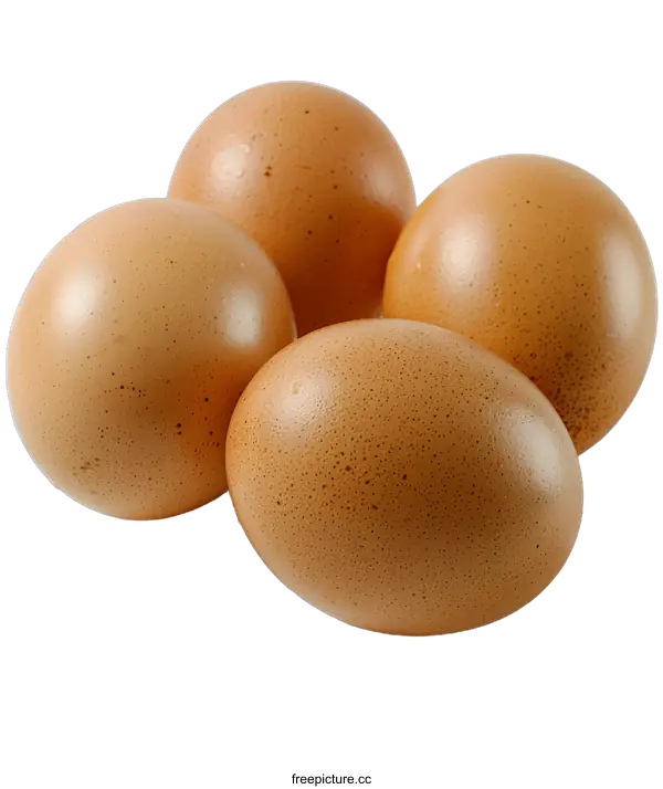 [Transparent Background PNG]Four brown eggs on a white background