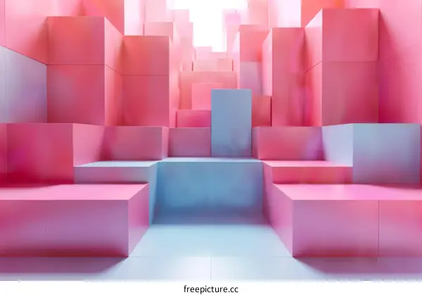 Pink and Blue Gradient 3D Geometric Illustration