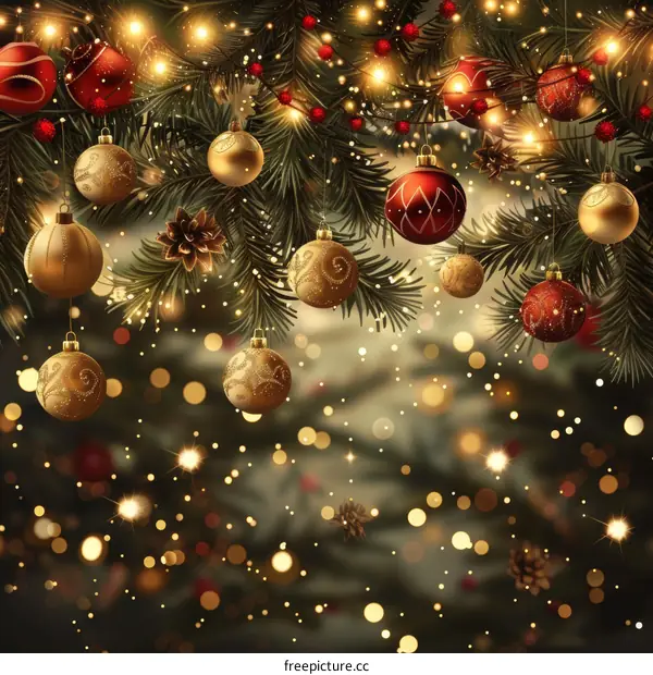 Christmas ornaments hanging on a Christmas tree