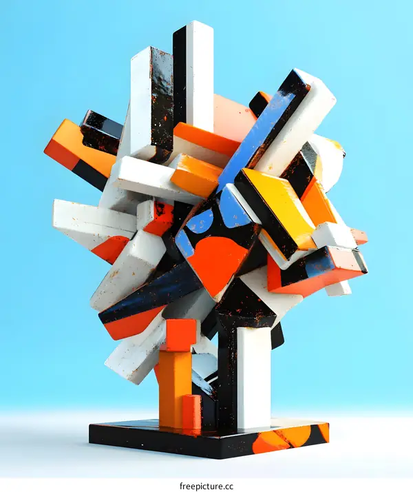 Abstract Colorful Geometric Shapes Sculpture