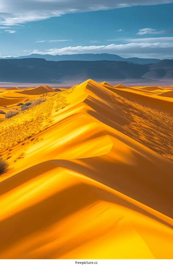 Huge sand dunes in the middle of a desert
