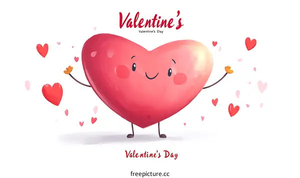 Cute Heart Character Celebrating Valentines Day