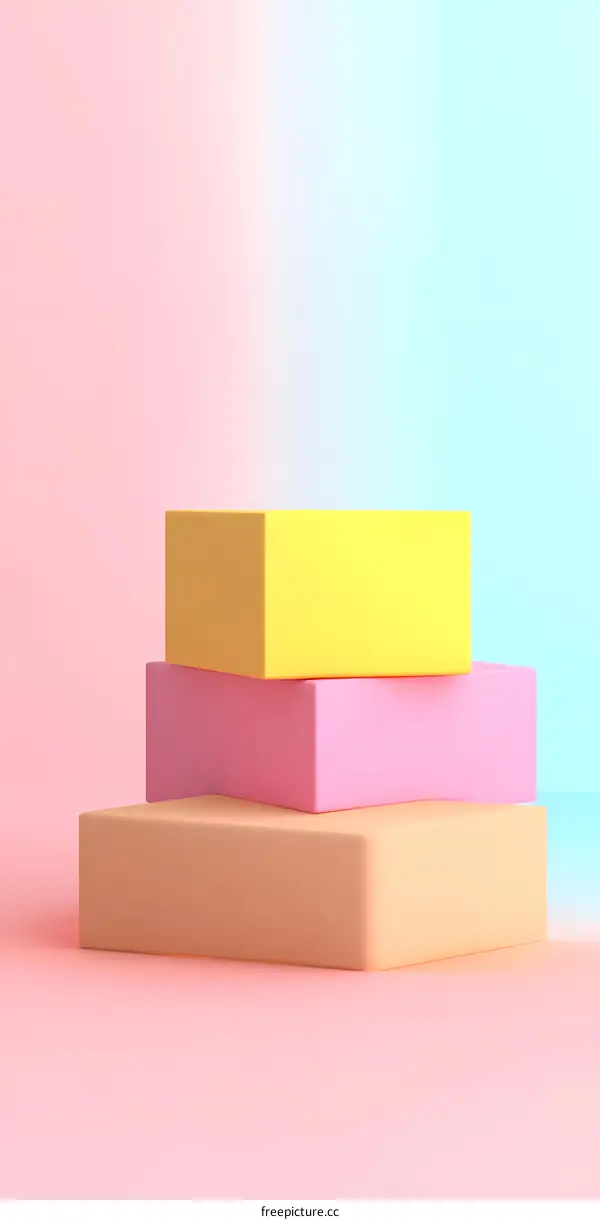 Minimalist 3D Rendered Pastel Color Stacked Platforms