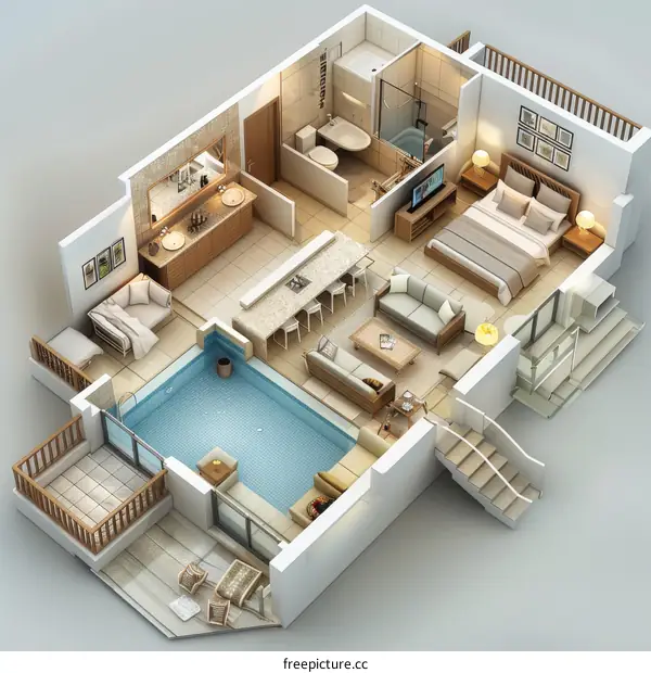 Modern House Floor Plan with Indoor Pool