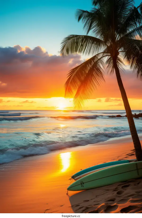 Tranquil Seascape on a Tropical Beach at Sunset