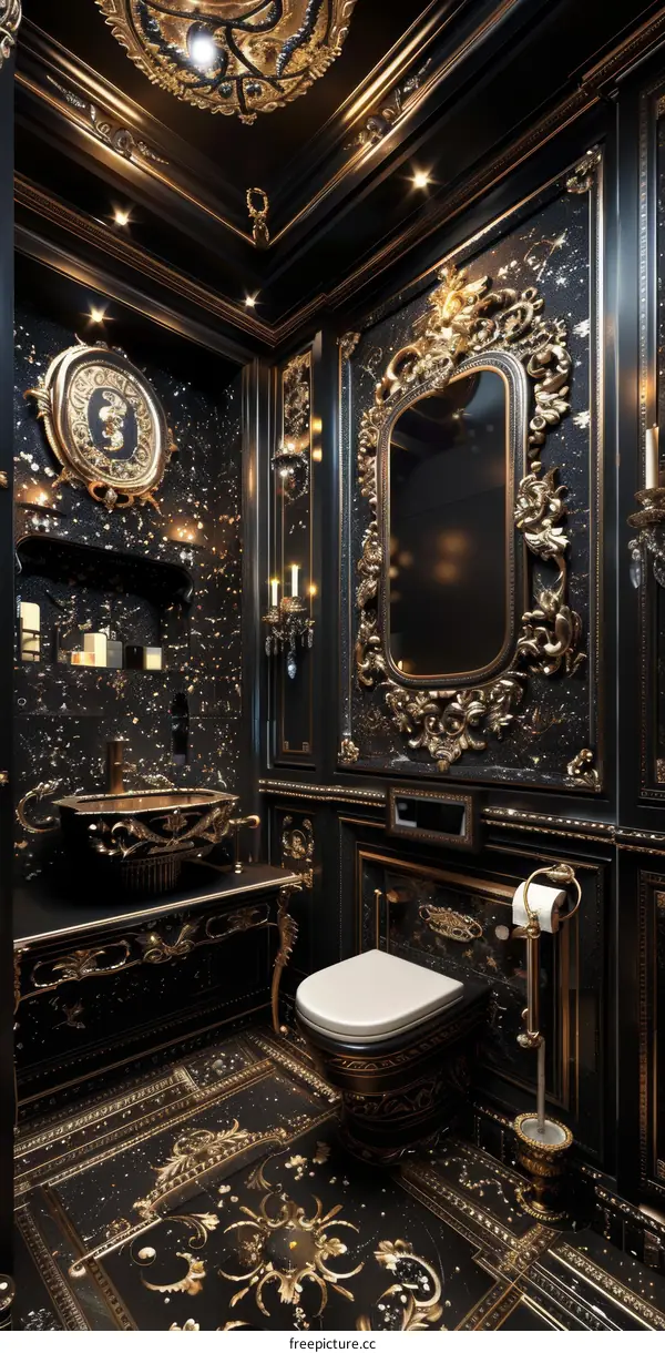 Luxury Black and Gold Bathroom Design