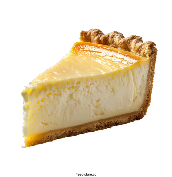 [Transparent Background PNG]Slice of delicious cheesecake on white background