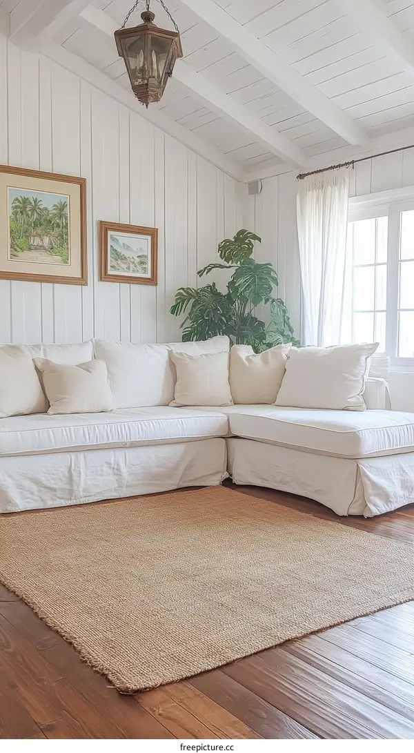 White Living Room with Beige Rug