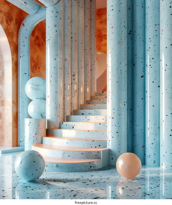 Modern 3D Rendering of a Staircase with Sleek Design