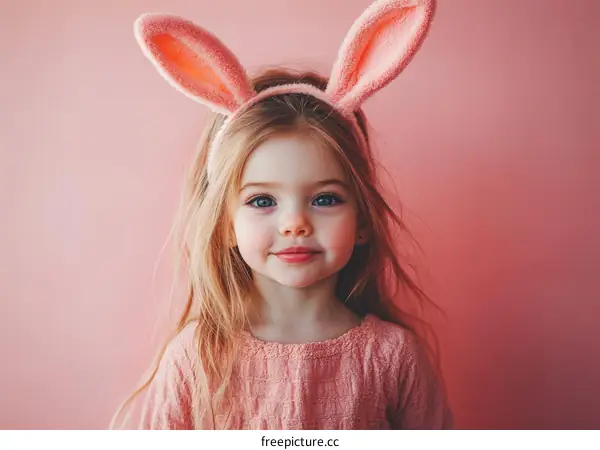 Adorable Little Girl with Easter Bunny Ears