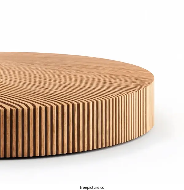 Round Wooden Tabletop With Fluted Edge