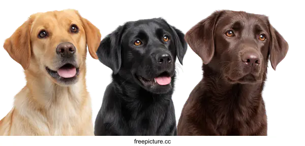 [Transparent Background PNG]Three Labrador Retriever Portraits Against White Background