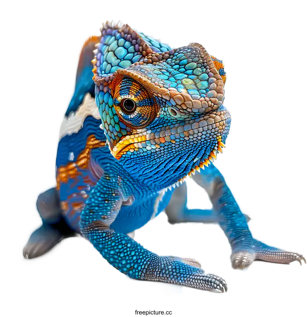 [Transparent Background PNG]Blue and Orange Panther Chameleon