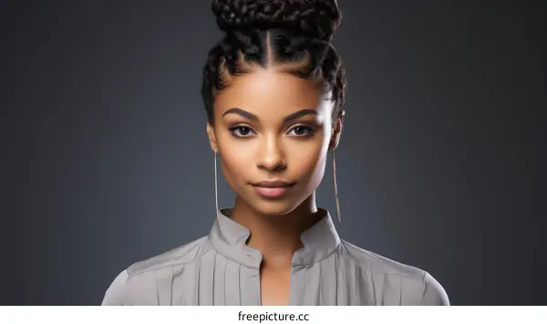 Portrait of a Confident Black Woman with Braided Hair