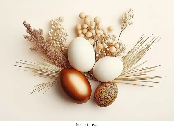 Easter Eggs Decorated with Dried Flowers