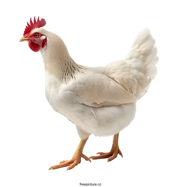[Transparent Background PNG]White hen standing on a white background