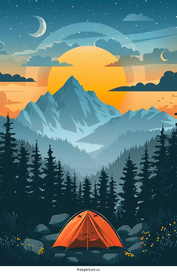 Camping Under the Stars in a Mountain Forest