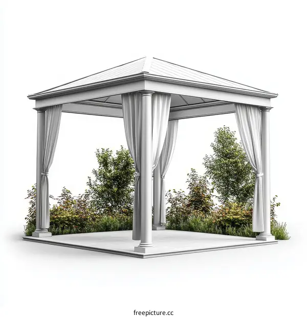 Elegant Outdoor Gazebo with White Curtains