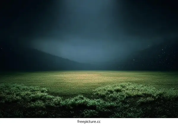 Mysterious Night Grassy Field