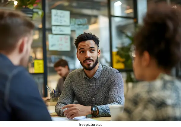 African American Businessman in Meeting at Office