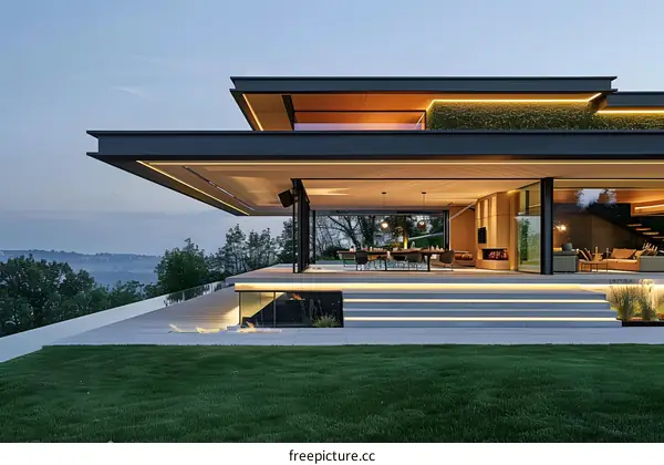 Modern House with a Terrace and a Pool