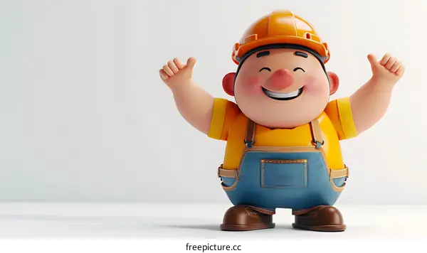 Happy Cartoon Construction Worker With Thumbs Up