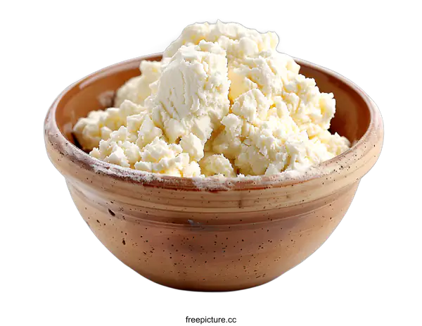 [Transparent Background PNG]cottage cheese in ceramic bowl