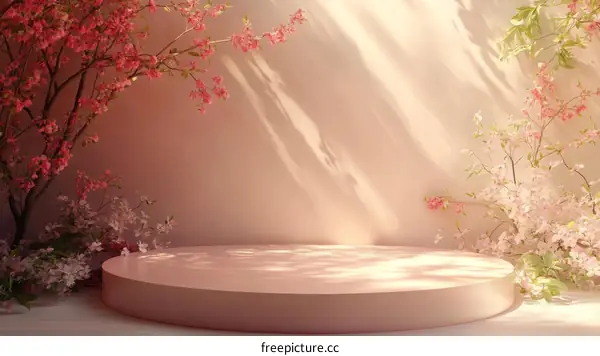 Spring Blossom Display Podium Illustration