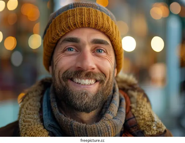 Smiling Man in Winter Fashion Portrait