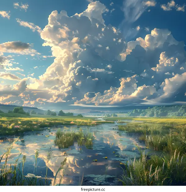 Countryside Summer Scenery Illustration