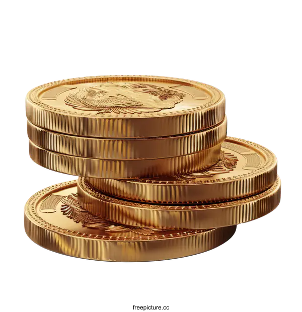 [Transparent Background PNG]A stack of gold coins