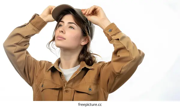 portrait of a young woman wearing a brown cap