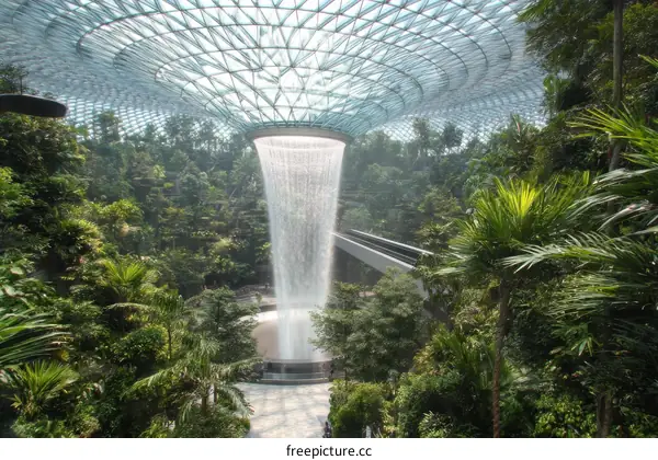 Singapore Botanic Gardens Cloud Forest Waterfall View